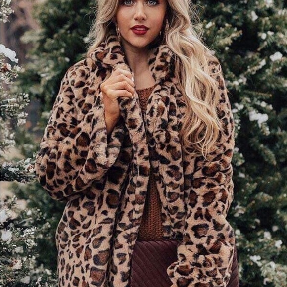 Oversized leopard women jacket animal print coat faux fur winter coat - Picture 4 of 10